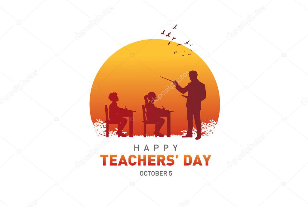 Happy Teacher's day concept vector illustration background. Creative teacher's day vector education concept.