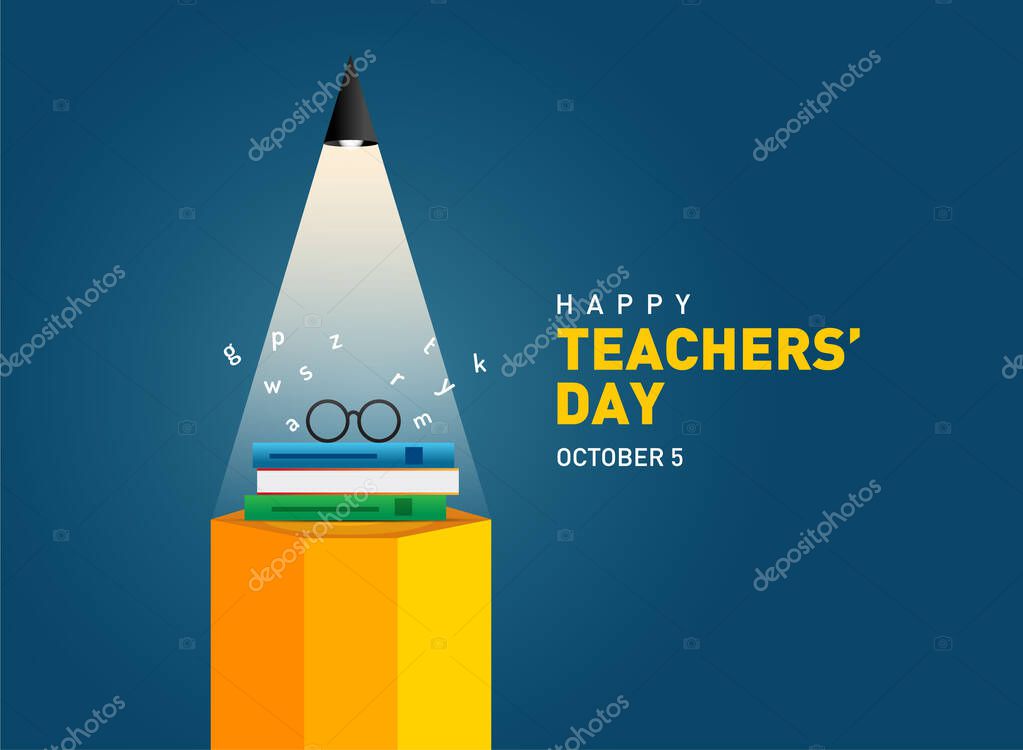 Happy Teacher's day concept vector illustration background. Creative teacher's day vector education concept.