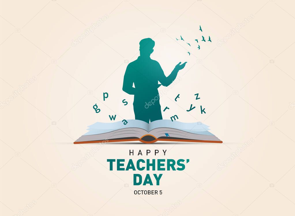 Happy Teacher's day concept vector illustration background. Creative teacher's day vector education concept.