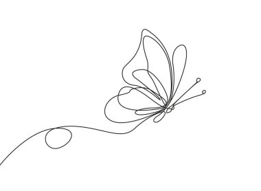 Uçan Kelebek çizgisi aralıksız çizili sanat vektörü çizimi