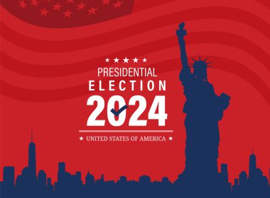 ABD Başkanlık Seçimi 2024 vektör illüstrasyonu. Poster, kart, afiş ve arkaplan.