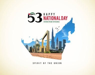 Happy 53 National Day of United Arab Emirates. Creative Concept Background. clipart