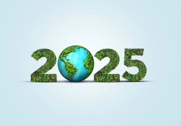 Yeni yıl 2025 yeşil geri dönüşüm ve gezegenimizi ve dünya çevremizi kurtarmak. 2025 Dünya Su Günü. Dünya Günü 2025 konsepti.