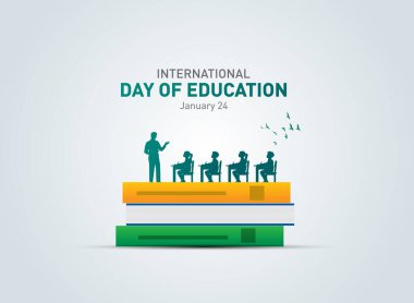 International day of education concept vector illustration background. Creative education day vector education concept. AI and Education: Challenges and Opportunities clipart