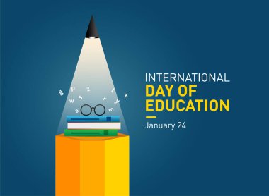 International day of education concept vector illustration background. Creative education day vector education concept. AI and Education: Challenges and Opportunities clipart