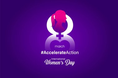 International women's day concept poster. Woman sign illustration background. 2025 women's day campaign theme - #AccelerateAction clipart