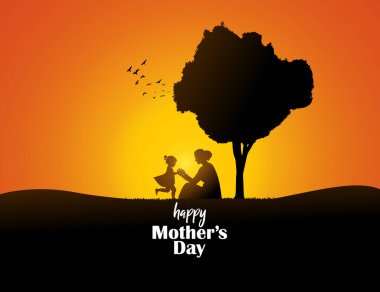 Anneler Günü konsept vektör illüstrasyonunuz kutlu olsun. Anne elinde bir çocuk tutuyor..