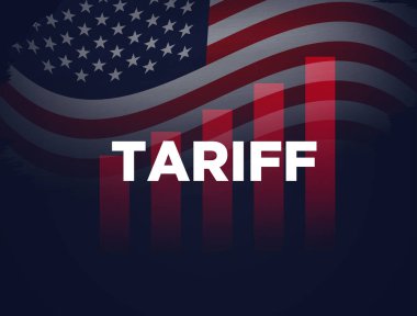 Gümrük ve ABD Ekonomi Konsepti - Amerika Birleşik Devletleri bayrağı arka planı. Tarif ABD diğer ülkelerle ticaret savaşı.