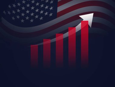 Gümrük ve ABD Ekonomi Konsepti - Amerika Birleşik Devletleri bayrağı arka planı. Tarif ABD diğer ülkelerle ticaret savaşı.