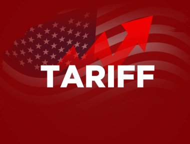 Gümrük ve ABD Ekonomi Konsepti - Amerika Birleşik Devletleri bayrağı arka planı. Tarif ABD diğer ülkelerle ticaret savaşı.