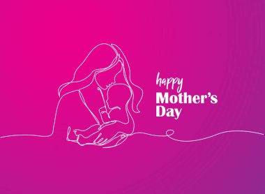 Anneler Günü konsept vektör illüstrasyonunuz kutlu olsun. Anne elinde bir çocuk tutuyor..