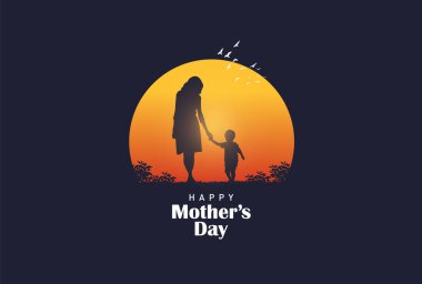 Anneler Günü konsept vektör illüstrasyonunuz kutlu olsun. Anne elinde bir çocuk tutuyor..