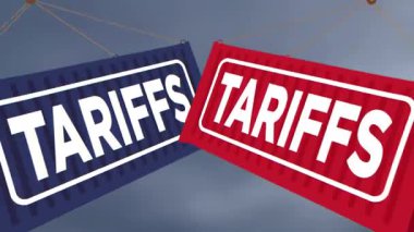 ABD ve Çin gümrük vergileri çatışma konsepti. Çin ve Amerikan ticaret savaşları ya da gümrük vergileri uluslararası ekonomik anlaşmazlık olarak iki kargo konteynırı olarak savaşıyor..