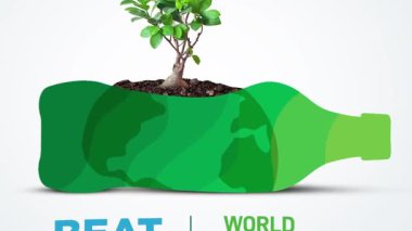 #BeatPlastikKirlilik, Dünya Çevre Günü konsepti 2025 3d ağaç arkaplanı. 