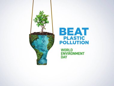 #BeatPlastikKirlilik, Dünya Çevre Günü konsepti 2025 3d ağaç arkaplanı. 