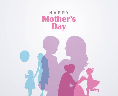 Anneler Günü konsept vektör illüstrasyonunuz kutlu olsun. Anne elinde bir çocuk tutuyor..