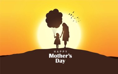 Anneler Günü konsept vektör illüstrasyonunuz kutlu olsun. Anne elinde bir çocuk tutuyor..