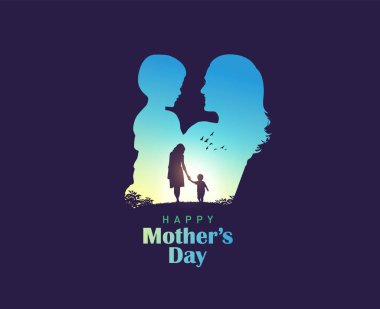 Anneler Günü konsept vektör illüstrasyonunuz kutlu olsun. Anne elinde bir çocuk tutuyor..