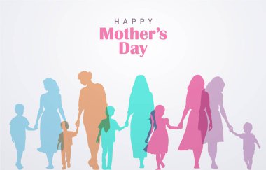 Anneler Günü konsept vektör illüstrasyonunuz kutlu olsun. Anne elinde bir çocuk tutuyor..