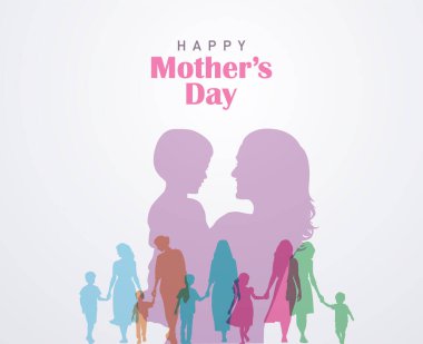 Anneler Günü konsept vektör illüstrasyonunuz kutlu olsun. Anne elinde bir çocuk tutuyor..