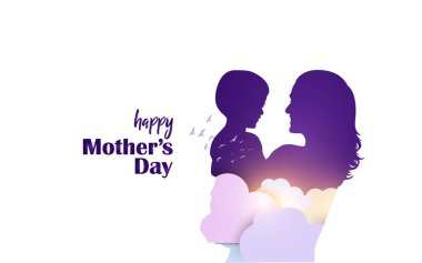 Anneler Günü konsept vektör illüstrasyonunuz kutlu olsun. Anne elinde bir çocuk tutuyor..