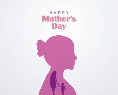 Anneler Günü konsept vektör illüstrasyonunuz kutlu olsun. Anne elinde bir çocuk tutuyor..