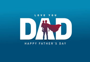 Babalar Günü konsept vektör geçmişiniz kutlu olsun. Babası çocuğu eve bırakıyormuş. Babalar günün kutlu olsun mesajı atan baba ve çocuk..