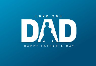 Babalar Günü konsept vektör geçmişiniz kutlu olsun. Babalar günün kutlu olsun mesajı atan baba ve çocuk..