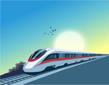 Mermi tarin veya Metro tren vektör çizimi. Tren istasyonunda yüksek hızlı tren.