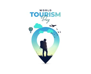 Dünya Turizm Günü konsept vektör çizimi. Seyahat konsepti çizimi.