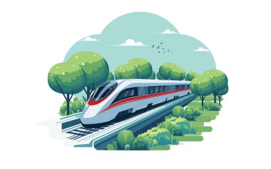 Mermi tarin veya Metro tren vektör çizimi. Tren istasyonunda yüksek hızlı tren.