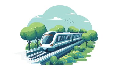 Mermi tarin veya Metro tren vektör çizimi. Tren istasyonunda yüksek hızlı tren.