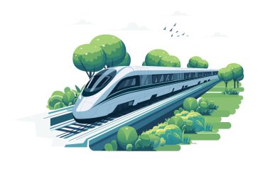 Mermi tarin veya Metro tren vektör çizimi. Tren istasyonunda yüksek hızlı tren.