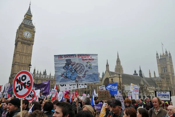 Londen Maart Een Groep Demonstranten Marcheert Door Straten Van Britse — Stockfoto