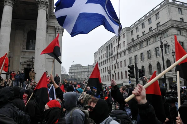 London March Відривна Група Анархістів Марширує Вулицями Британської Столиці Під — стокове фото