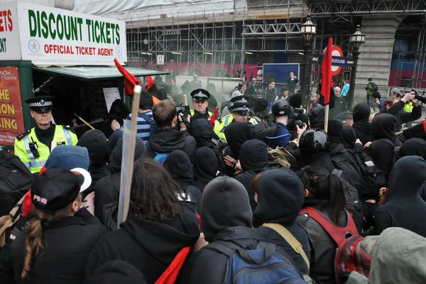 Відривна Група Протестувальників Скинули Бомбу Диму Центральній Вулиці Лондона Під — стокове фото