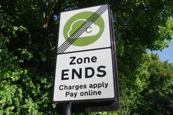 View Generic Clean Air Zone Congestion Charge Zone Sign Green — Stock Photo, Image