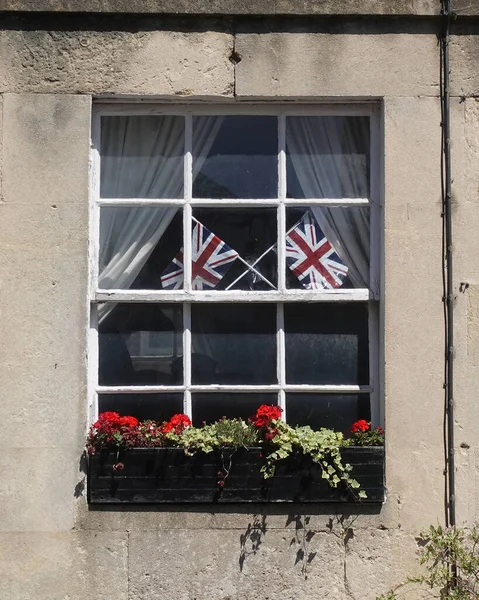 View Window Union Jack Flags — Stock Photo, Image