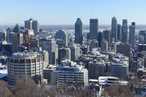 Paisaje Urbano Montreal Contra Cielo Azul Claro Invierno Desde Mirador — Foto de Stock