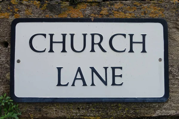 View Old Street Sign Reading Church Lane — Stock Photo, Image