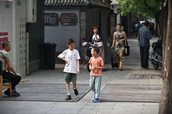 Mensen Van Centrum Straat Juni 2019 Beijing China — Stockfoto