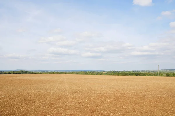 Panorama Paesaggistico Rurale Vista Della Terra Coltivabile Nuda Con Bel — Foto Stock
