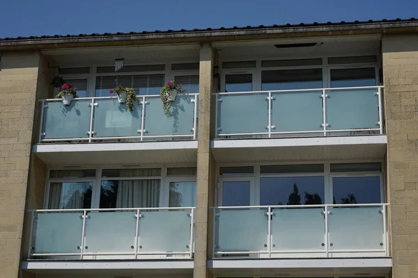 Architectural Detail Apartment Block Windows Balconies — Stock Photo, Image