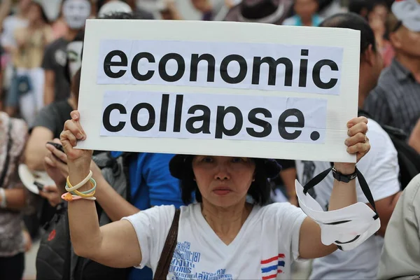 Manifestante Governativo Tiene Cartello Con Scritta Crollo Economico Durante Una — Foto Stock