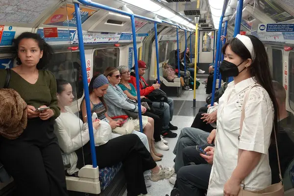 People Ride Underground Train July 2023 London Opened 1863 London — Stock Photo, Image