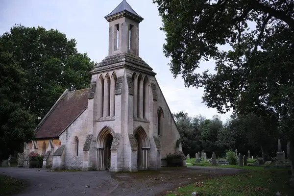 Vue Panoramique Une Église Cimetière Anglais — Photo