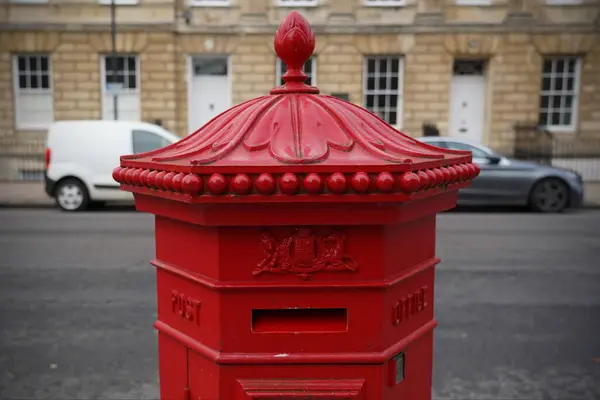 Traditional British Red Post Box Seen City Centre Street November — Stock Photo, Image