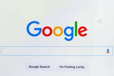LONDON - SEP 1: View of Google webpage as the search engine unveils a new logo on Sep 1, 2015 in London, UK. The tech company specialising in internet services had a revenue of US$66 billion in 2014. clipart