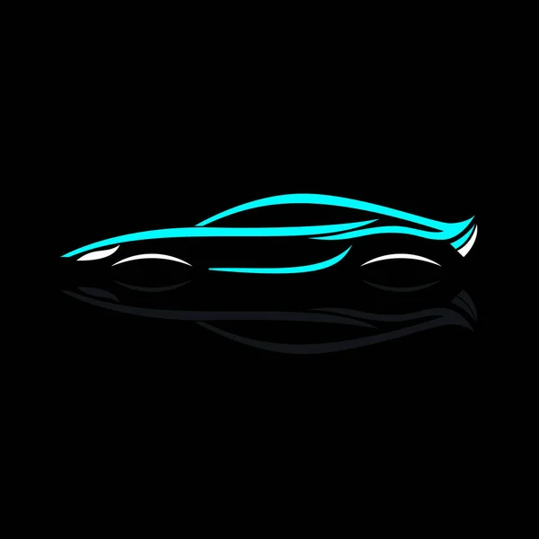 Concept Sport Car Convertible Silhouette Logo Design Avec Style Métallique — Image vectorielle