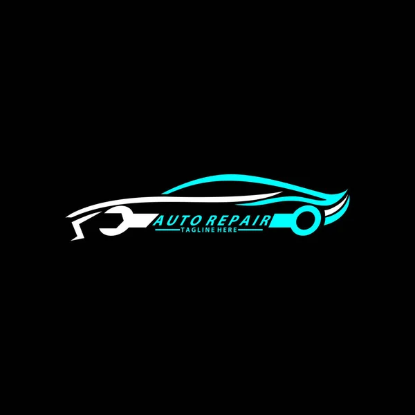 Logo Usługi Naprawy Samochodów Lub Wzór Ikony Samochodu Klucza Białą — Wektor stockowy